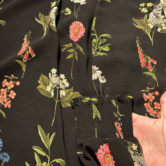 Ted Baker London Black Floral Taalia elasticated top blouse shirt size XL - Picture 3 of 6